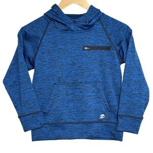Energy Zone Boys Blue Heathered Pullover Hoodie Size S 6‎ 7 Athletic Zip Pocket